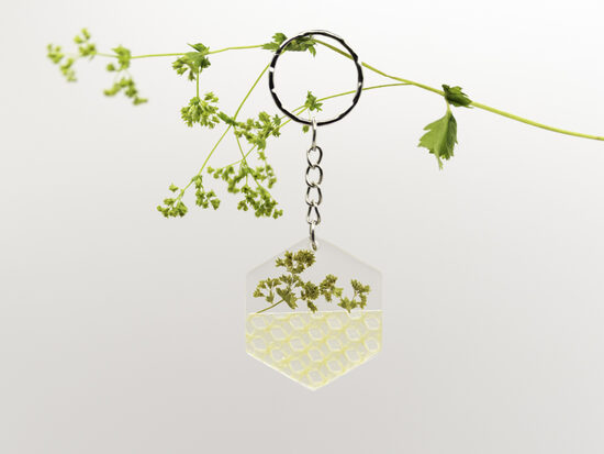 Šūnas formas atslēgu piekariņš ar bišu vaska šūniņu un raspodiņu.